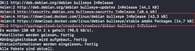 Docker URLs bei apt update
